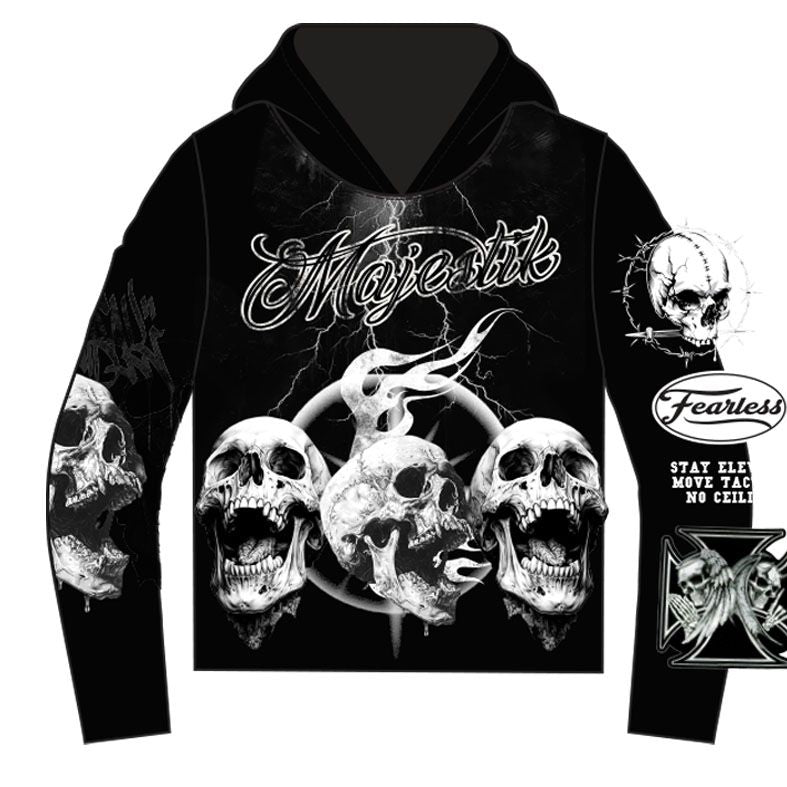 Majestik Men's Tapestry Skull Zip up Hoodie Black – VIP Clothing