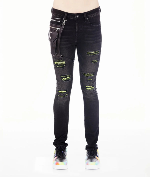 Cult of individuality (Black onyx super skinny belted jean)