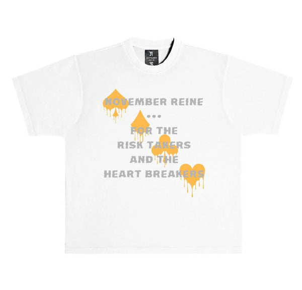 November Reine (White/Yellow "Risk Takers" t-shirt)