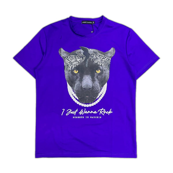 Streetz iz watchin (purple “rock t-shirt)