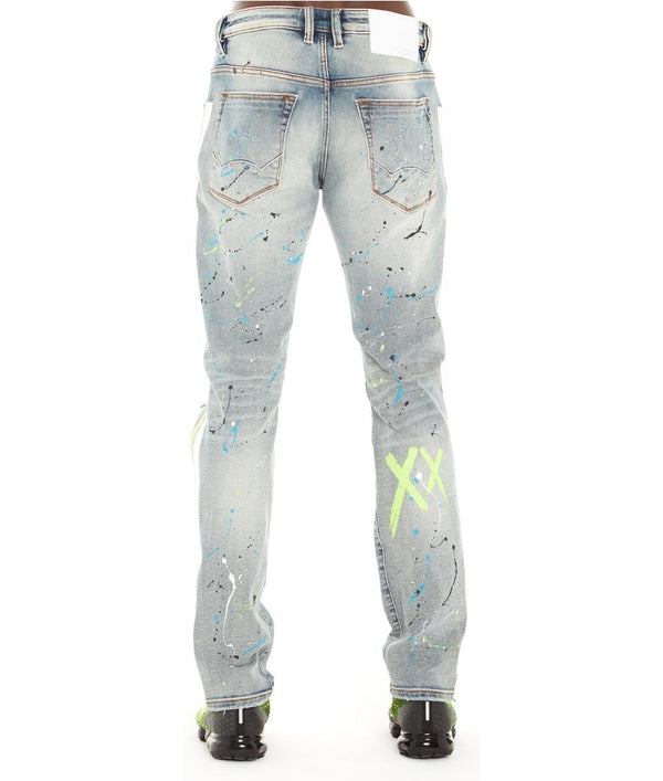 Cult of individuality (light blue/lime neon wash jeans)
