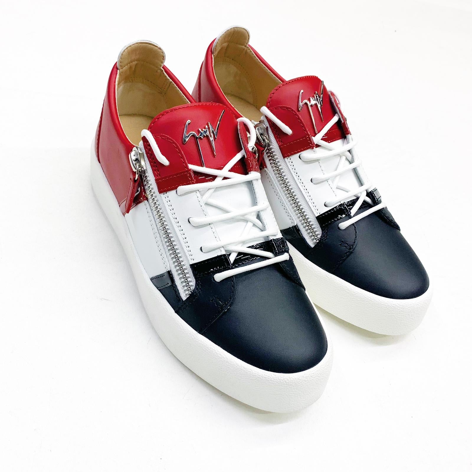 Giuseppe zanotti (red/white/black leather low top sneaker) โ VIP