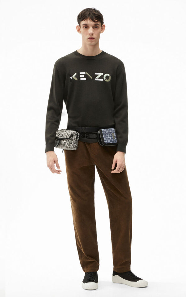 Kenzo (logo dark olive multicolored sweatshirt )
