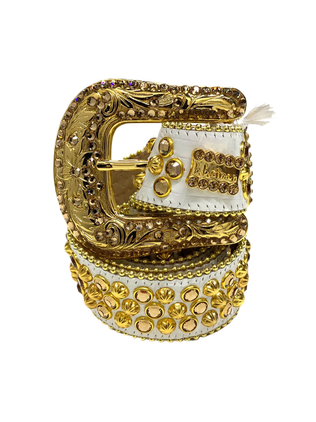 B.B Simon (White/gold crystal belt) – Vip Clothing Stores