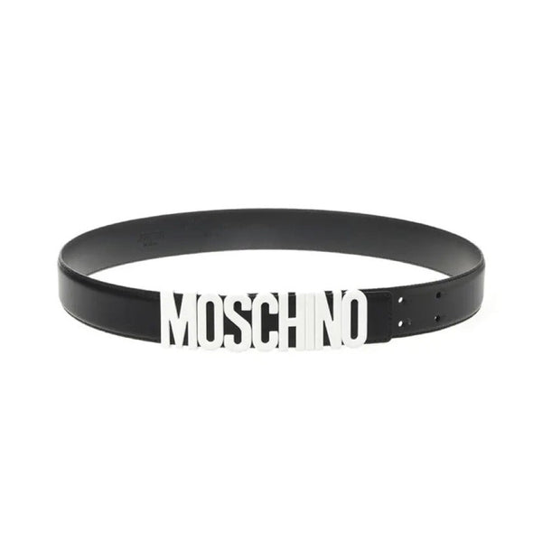 Moschino (black/white belt leather with logo)