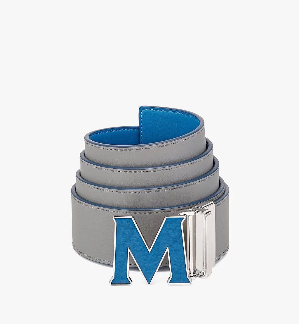 Mcm (Vallarta Blue Claus Leather Reversible Belt )