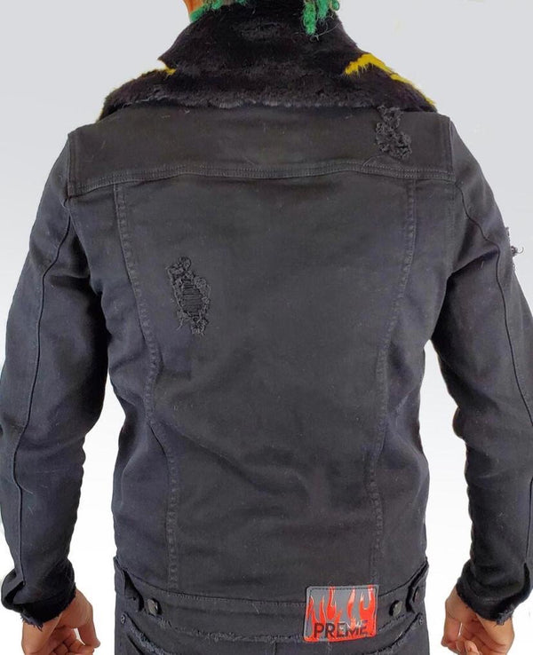 Preme denim (black/sand cut wash jacket)