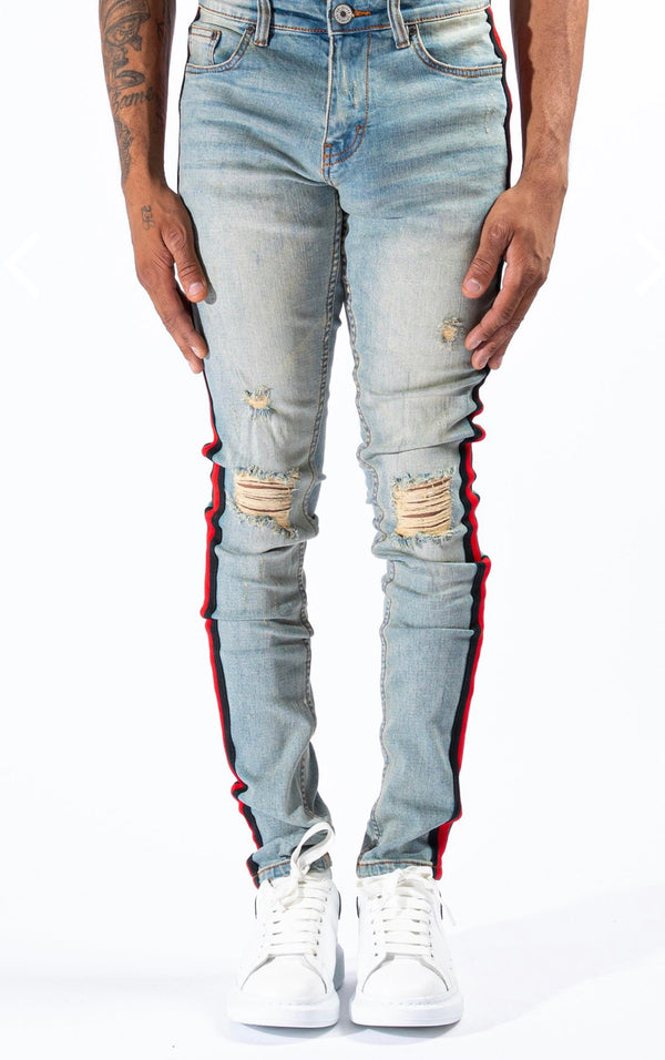 SERENEDE (blue/red double helix jean)