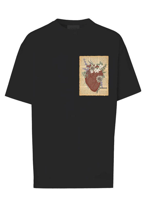Inimigio (black flower heart comfort t-shirt)