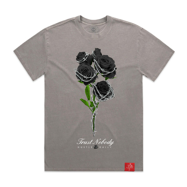 Hasta Muerte (Faded Grey Black Rose T-Shirt)