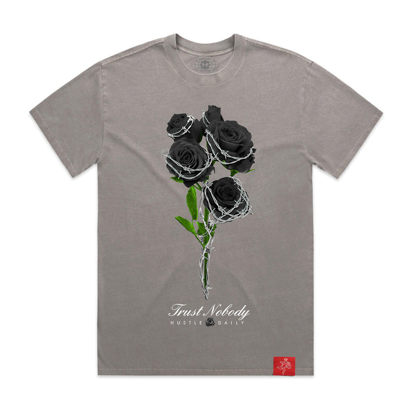 Hasta Muerte (Faded Grey Black Rose T-Shirt)