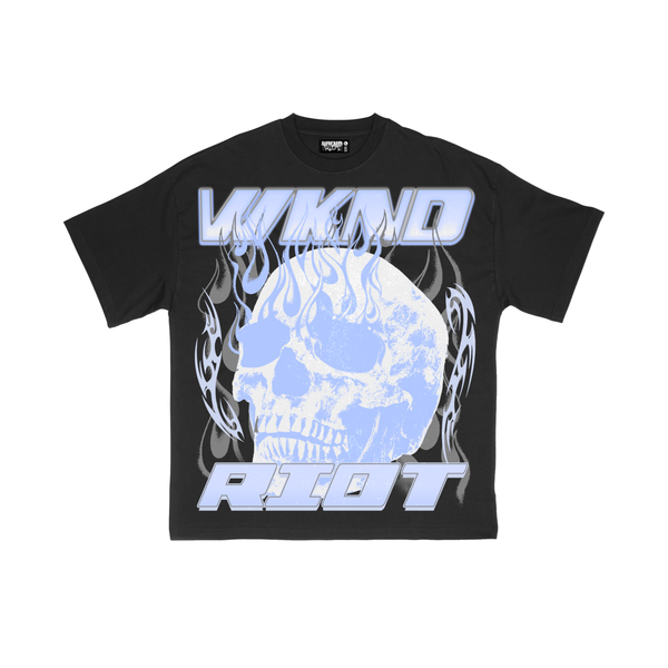 Wknd Riot (Black "Flame Skull" Crewneck T-Shirt)