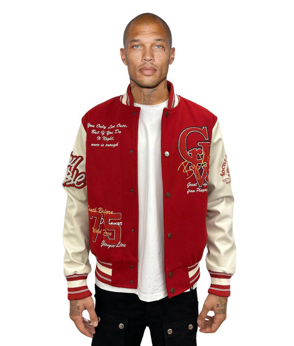 Avenue George (Red/White 'Tiger Embroidered' varsity jacket)