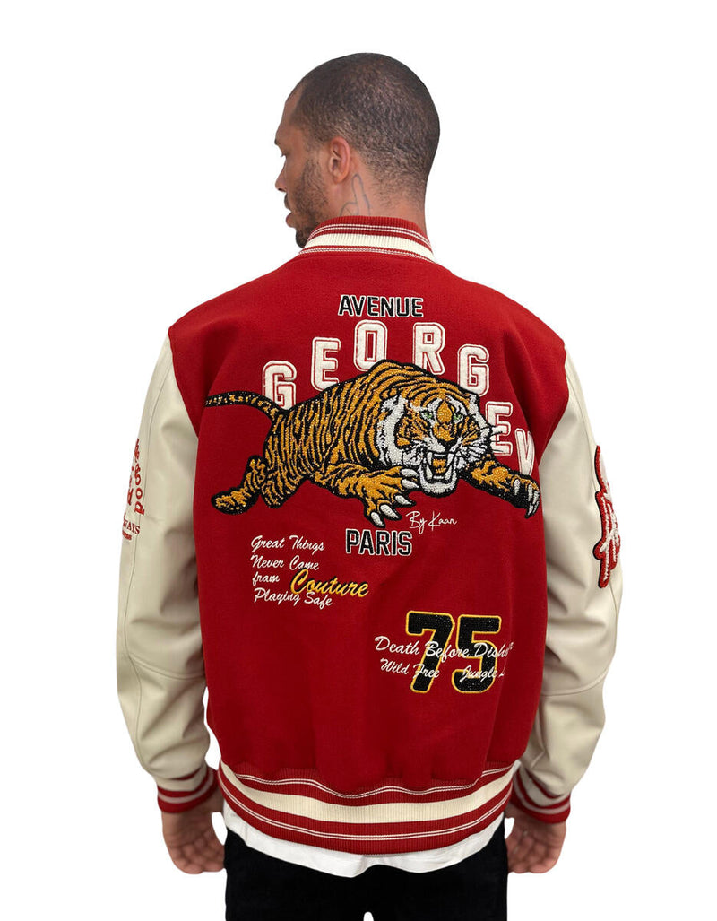 Avenue George (Red/White 'Tiger Embroidered' varsity jacket)