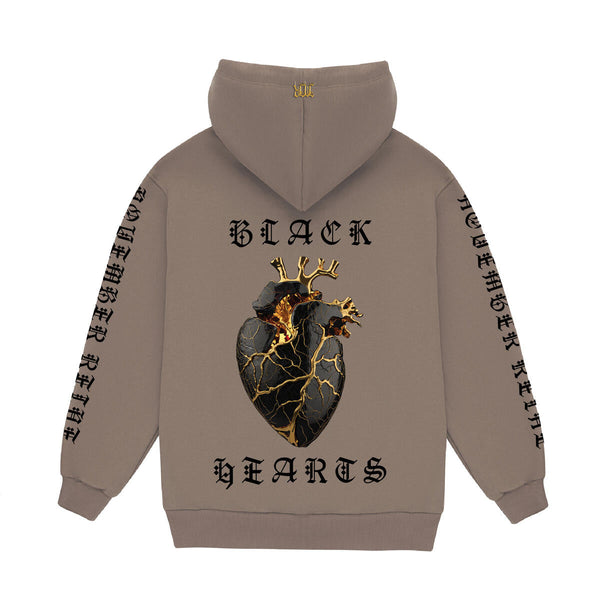 November reine (Taupe "black heart luxury heavyweight hoodie)