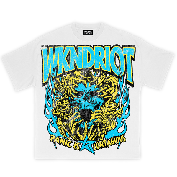 Wknd Riot (White 'Panic Skull' T-Shirt)