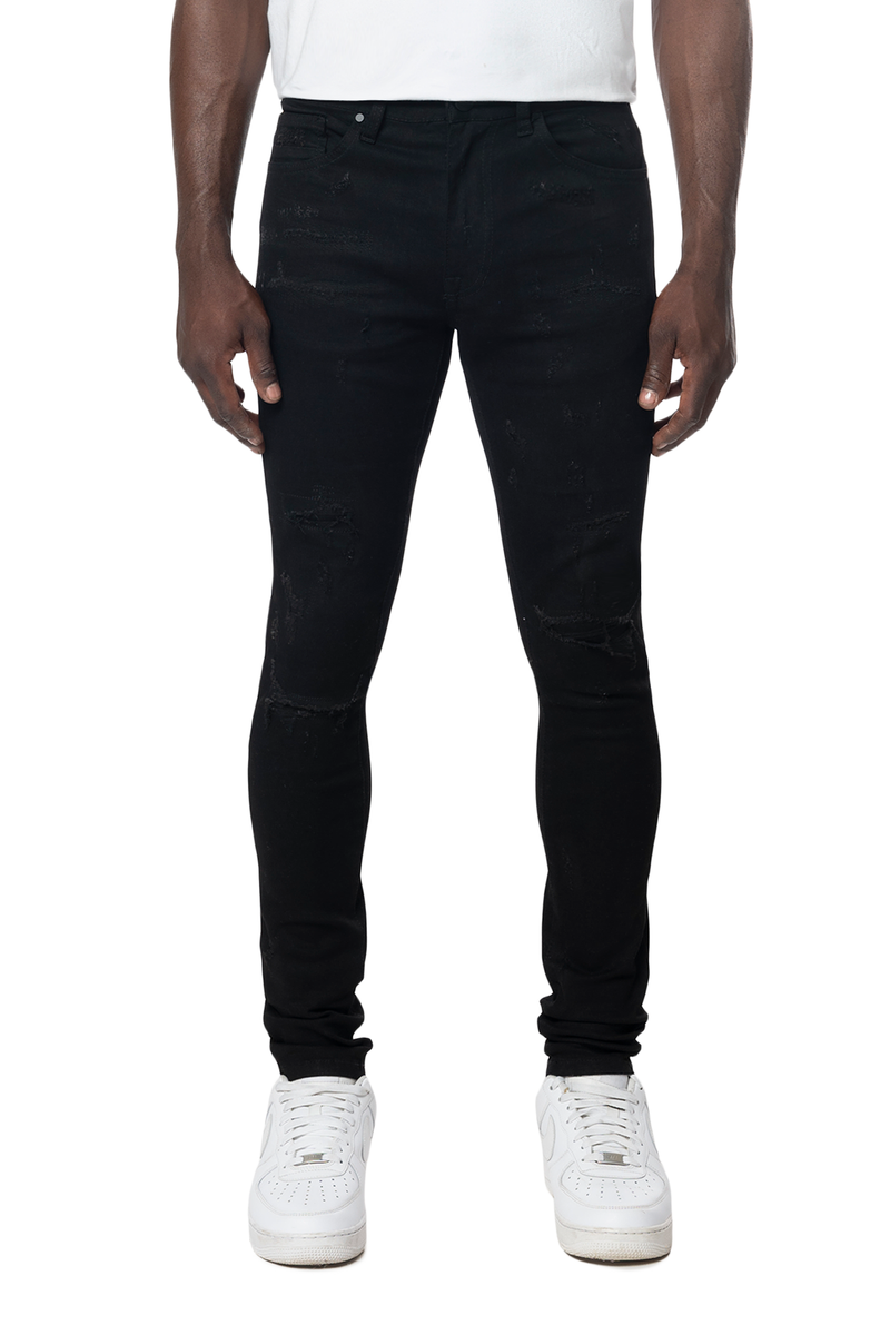 Smoke Rise Distressed Rip & Repair Jeans Jet Black