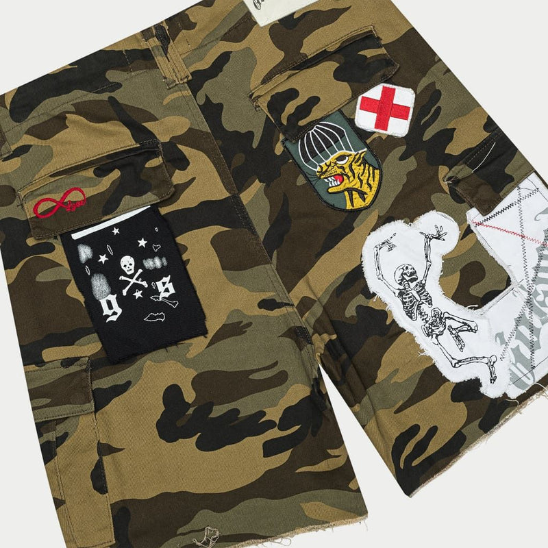 Godspeed Patchwork Cargo Shorts Camo