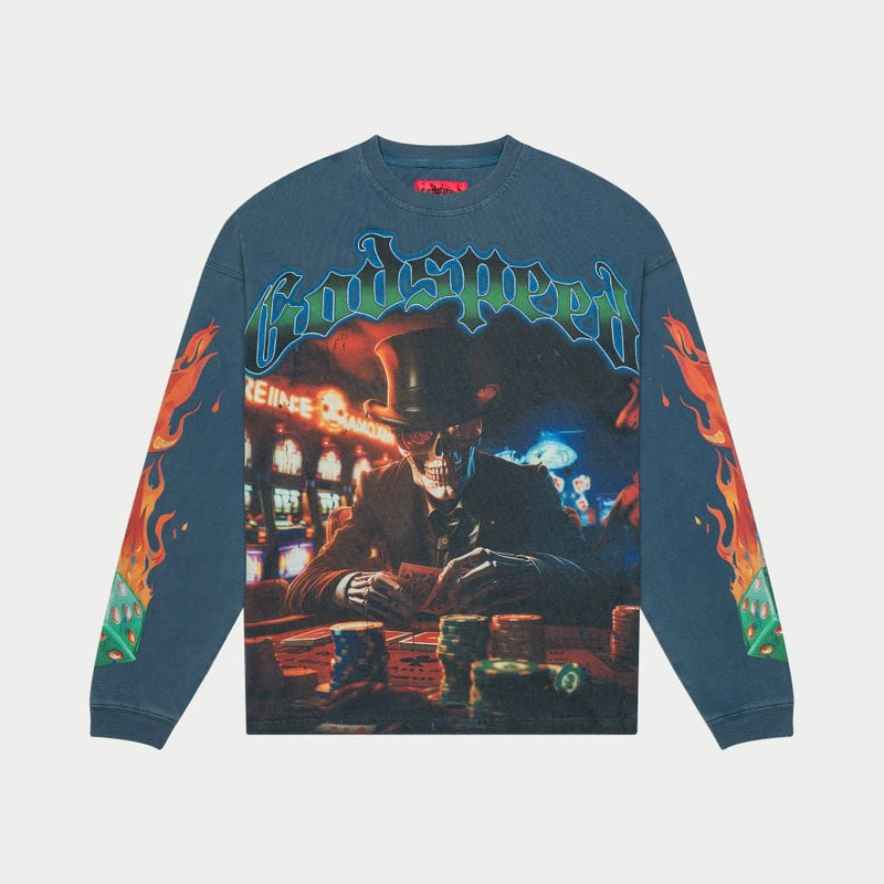 Godspeed Blue Wash 'Life's A Gamble' Long Sleeve T-Shirt