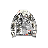 Majestik Men's cream peace rhinestone tapestry cropped hoodie