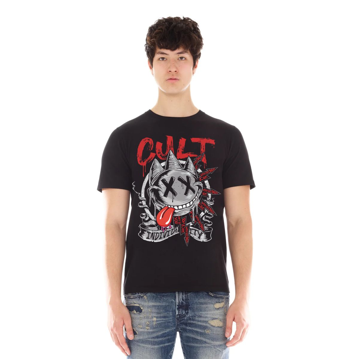 Cult of Individuality Zany Face Graphic T-Shirt – Black