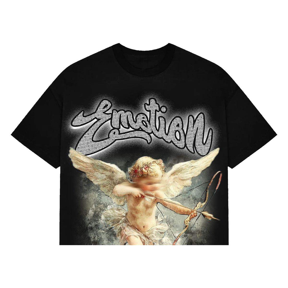 Mixed Emotion cupid cropped tee black