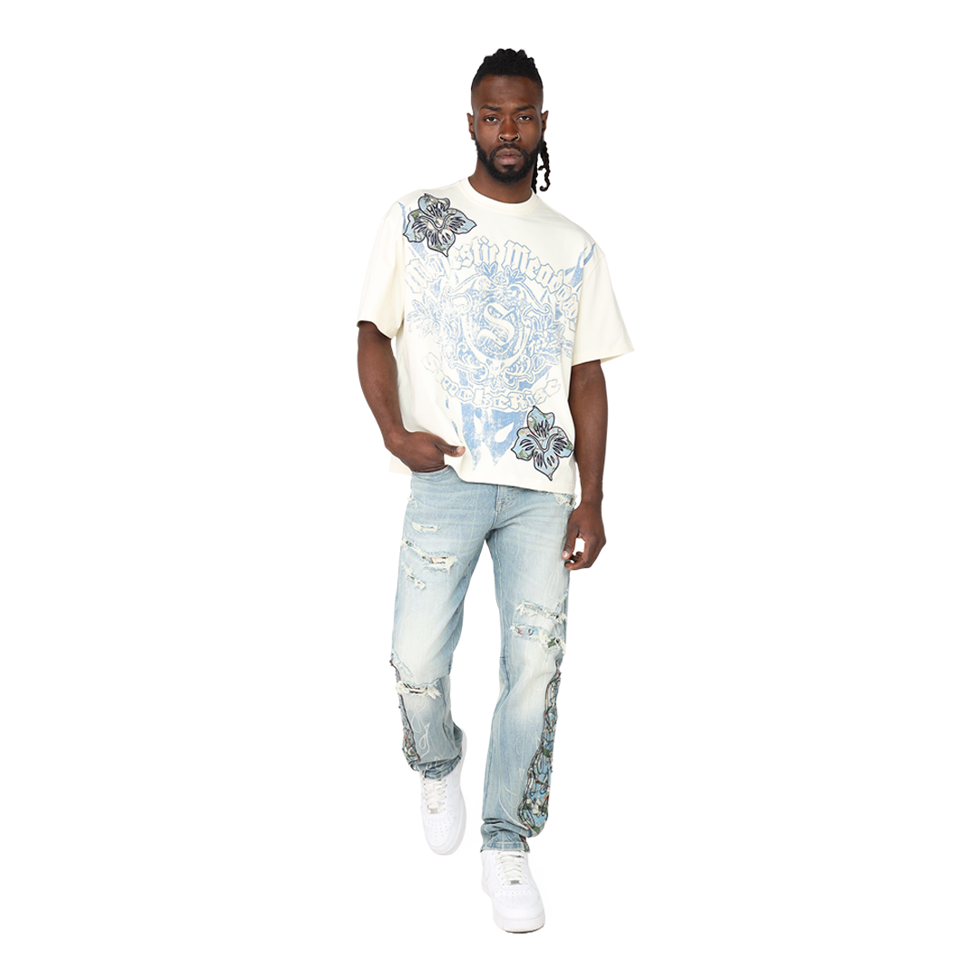 Smoke rise Hera blue tapestry flame fashion jean