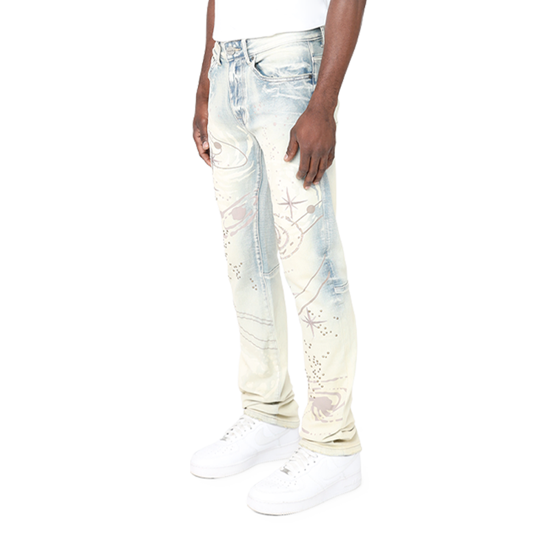 Smoke Rise Men's Slim Pearl Studded Jeans – Ombre Blue