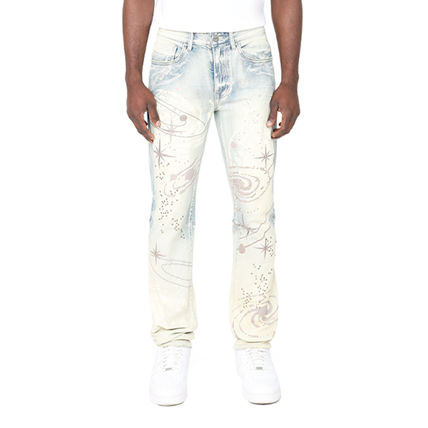 Smoke Rise Men's Slim Pearl Studded Jeans – Ombre Blue