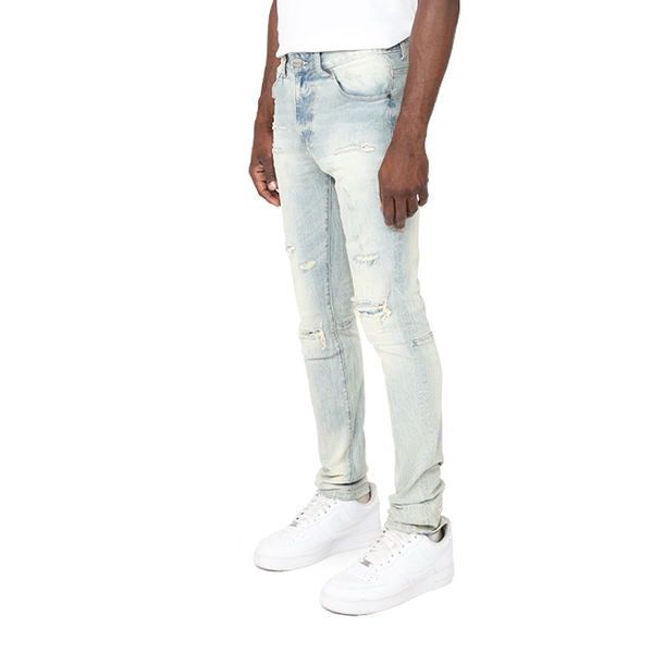 Smoke Rise Distressed Rip & Repair Jean Seville Blue