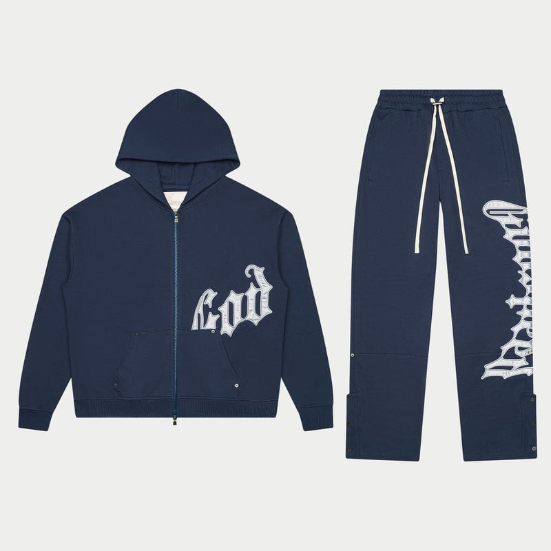 Godspeed OG Logo Jogging Set V2 Navy/Silver Satin