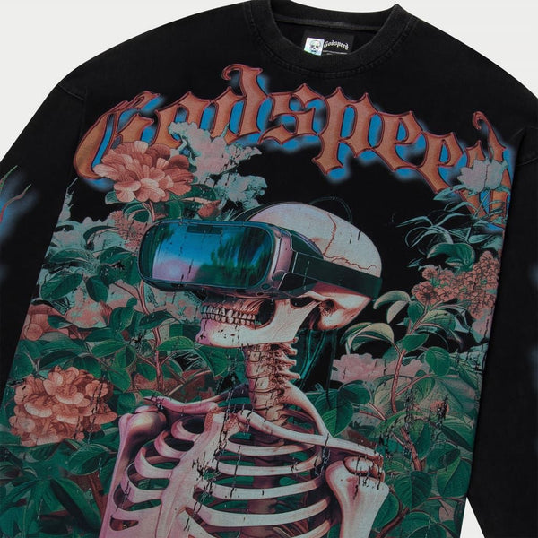 Godspeed Vision Flowers long sleeve t-shirt black wash