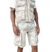 Smoke Rise Camo Flocked Fashion Denim Shorts Sahara Camo
