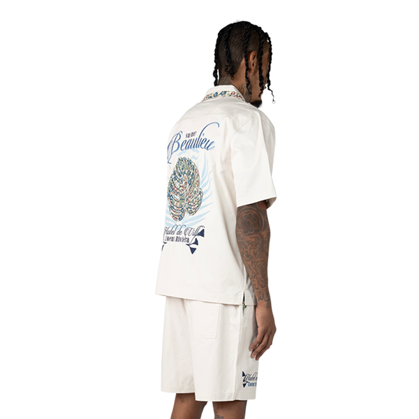 Smoke Rise Men's Boxy Tapestry Button-Up Shirt Chalk