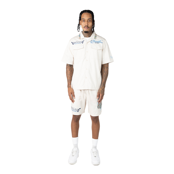 Smoke Rise Men's button down Short set - Chalk