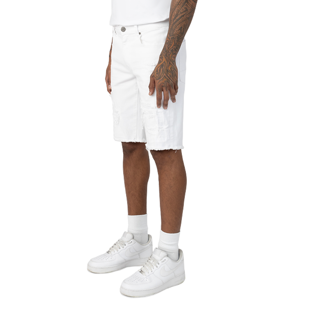 Smoke Rise 12" Essential Jean Shorts – White