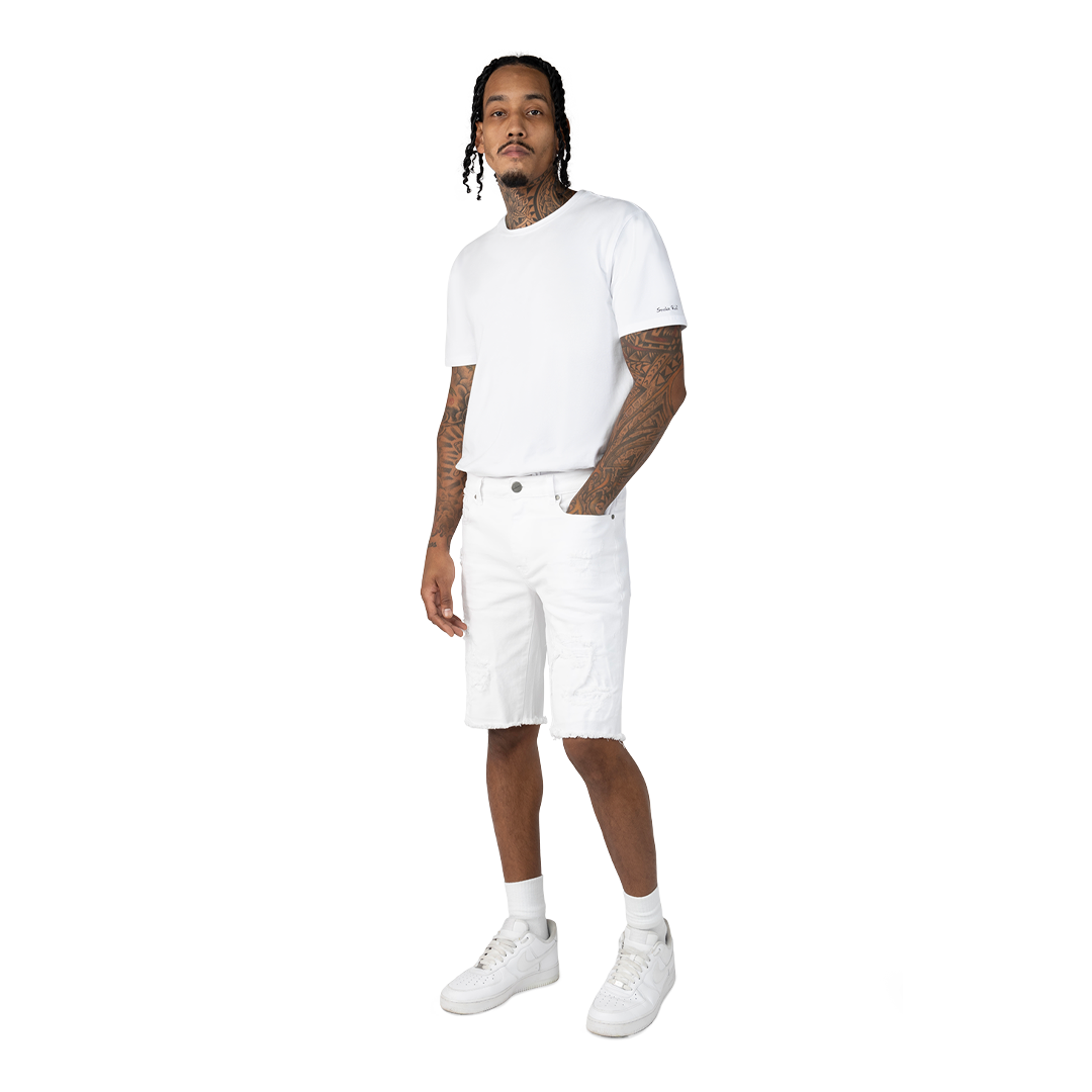 Smoke Rise 12" Essential Jean Shorts – White