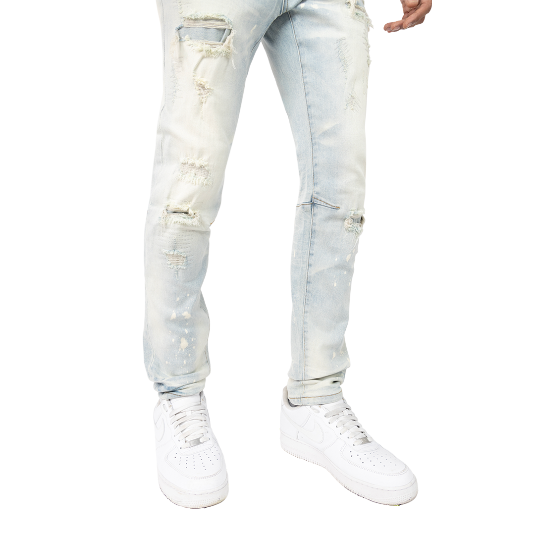 Smoke Rise Vintage Rip & Repair Jeans - Taurus Blue