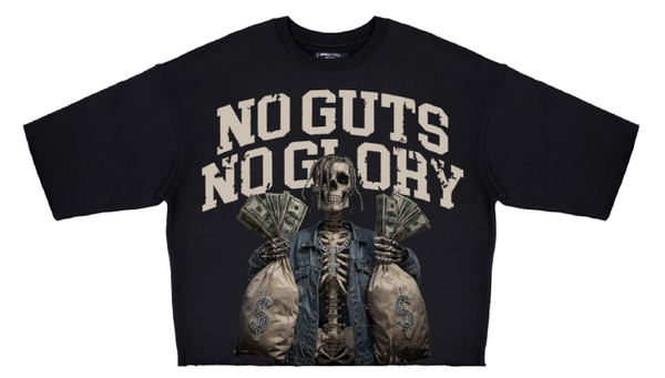 Roku Studio No Guts No Glory Rhinestone Cropped T-Shirt – Black