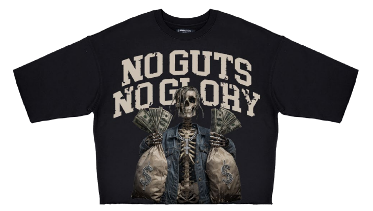 Roku Studio No Guts No Glory Rhinestone Cropped T-Shirt – Black
