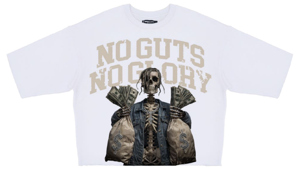 Roku Studio No Guts No Glory Rhinestones Cropped Tee White