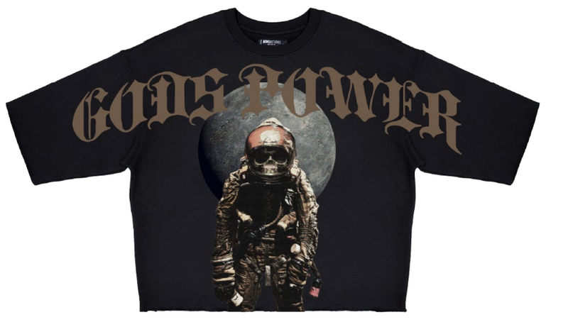 Roku Studio God’s Power Rhinestone Cropped T-Shirt – Black