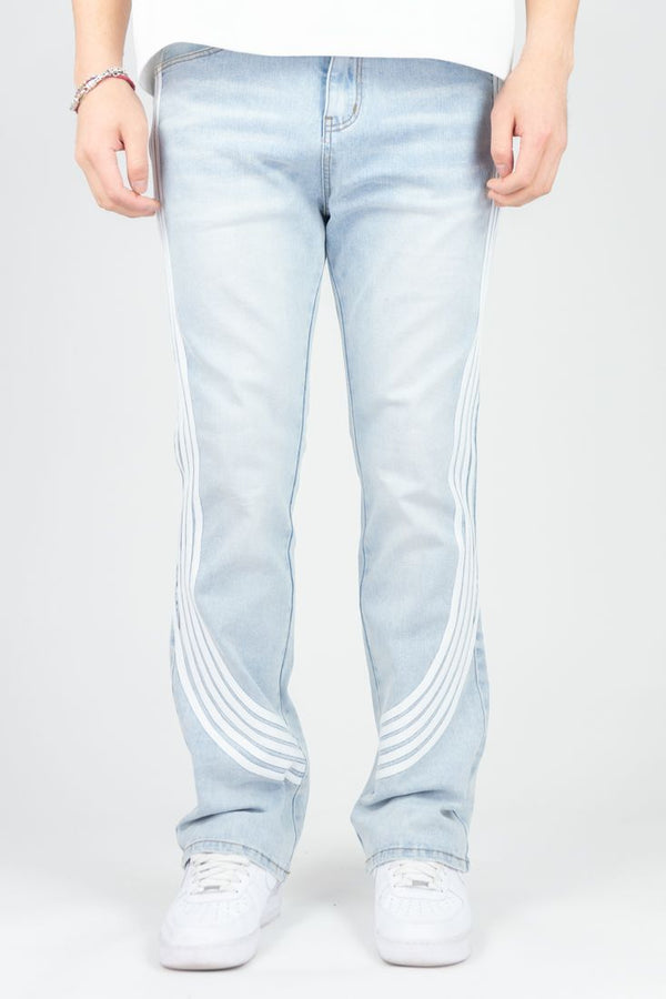 Original Fables Bent Tape Stacked Jeans – Light Blue