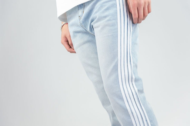Original Fables Bent Tape Stacked Jeans – Light Blue