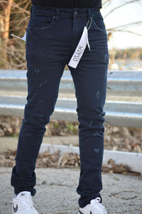 Premium Disaster Men's Super stretch denim jeans Blue black