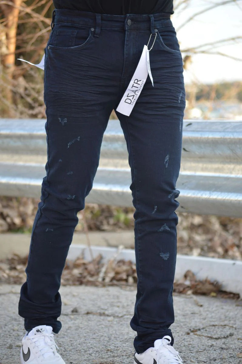 Premium Disaster Men's Super stretch denim jeans Blue black