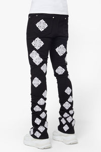 Guapi Ghost Icon Stacked Jeans (Black/White)