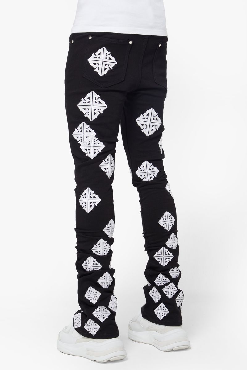 Guapi Ghost Icon Stacked Jeans (Black/White)