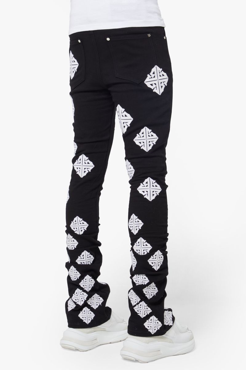 Guapi Ghost Icon Stacked Jeans (Black/White)