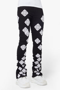 Guapi Ghost Icon Stacked Jeans (Black/White)